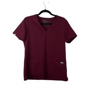 Figs Burgundy Casma Three Pocket Scrub Top